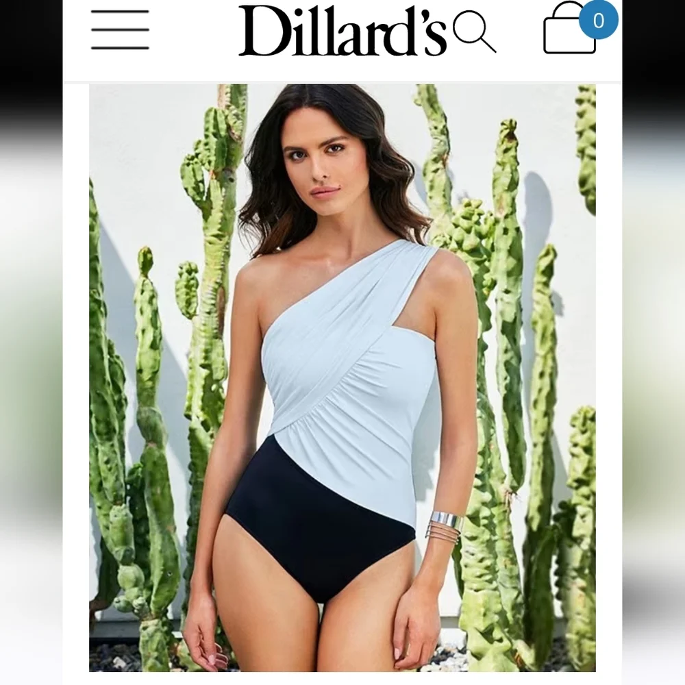 Magicsuit Solids Goddess Color Block Convertible One Shoulder One Piece Swimsuit - Picture 1 of 9